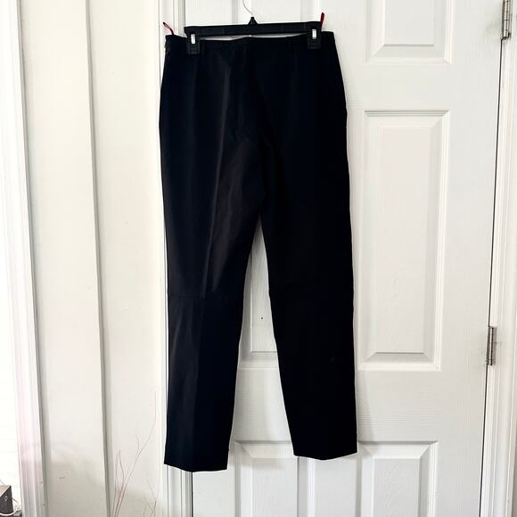Prada Black Nylon Red Tab Mid Slim Straight Leg Dress Pants Side Zip IT 40 Women - Picture 6 of 11